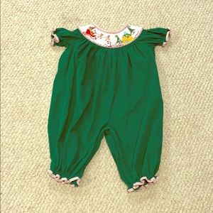 Girls Christmas smocked and corduroy romper 18 mth